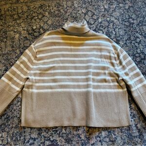 GAP Beige and Cream Striped Turtleneck Sweater